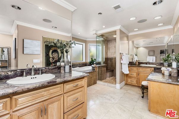 Bathroom, Dual Sink Vanities, Glass Shower, Interior, Recessed Lighting