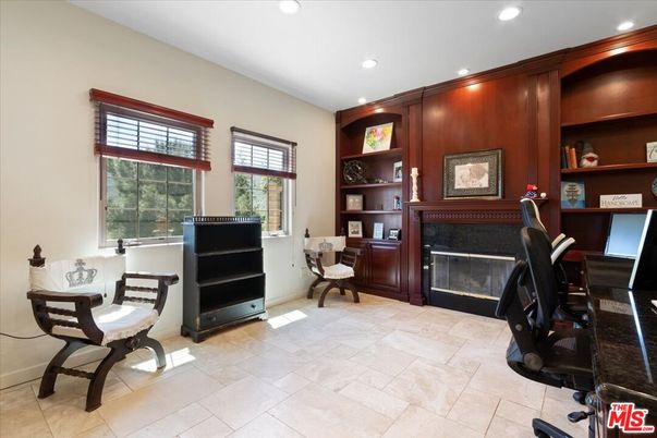 Fireplace, Home Office, Interior, Recessed Lighting
