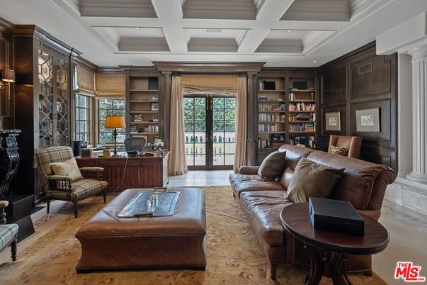 Home Office, Interior, Living room, Recessed Lighting, Wood Texture Flooring, Wooden Walls