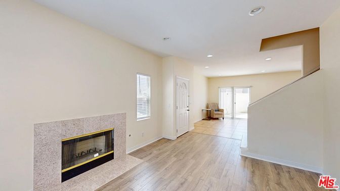 Fireplace, Interior, Recessed Lighting, Wood Texture Flooring
