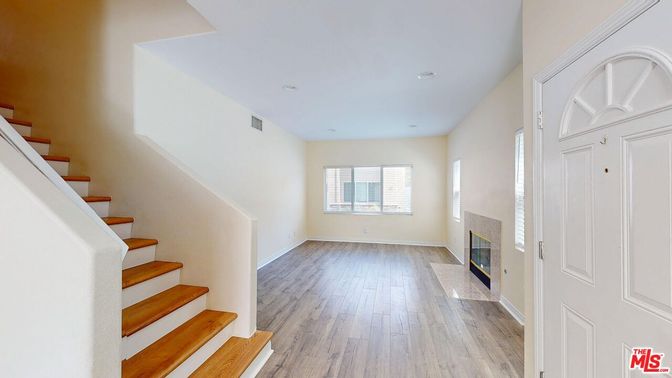 Fireplace, Interior, Recessed Lighting, Wood Texture Flooring