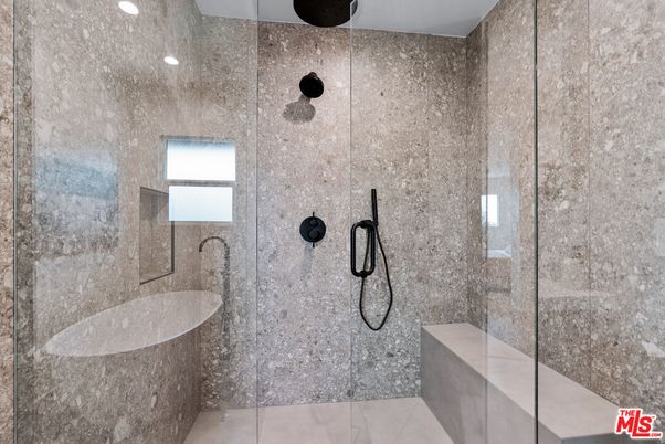 Bathroom, Free Standing Baths, Glass Shower, Interior, Recessed Lighting