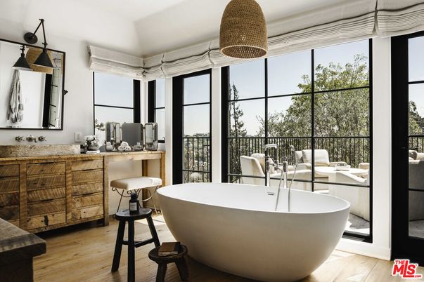 Bathroom, Free Standing Baths, Interior, Wood Texture Flooring
