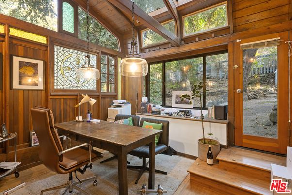 Home Office, Interior, Pendant Lights, Wooden Beams, Wooden Ceilings, Wood Texture Flooring, Wooden Walls