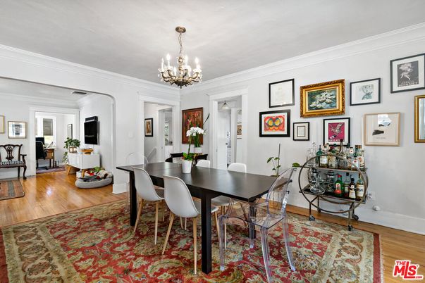 Chandelier, Dining room, Interior, Wood Texture Flooring