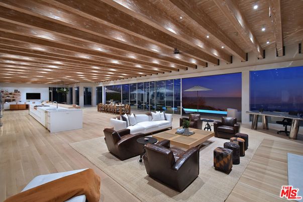 Dining room, Interior, Living room, Recessed Lighting, Water, Wooden Beams, Wooden Ceilings, Wood Texture Flooring