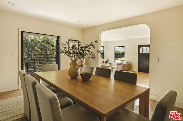 Dining room, Interior, Recessed Lighting, Wood Texture Flooring