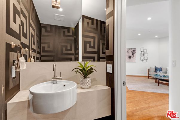 Bathroom, Interior, Recessed Lighting, Wood Texture Flooring