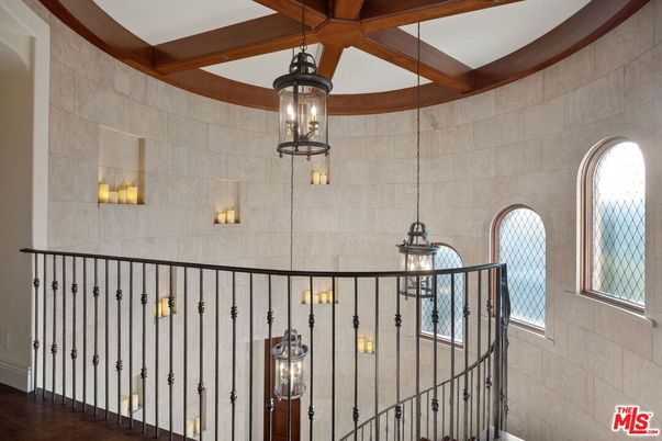 Interior, Pendant Lights, Stone Walls, Wooden Beams