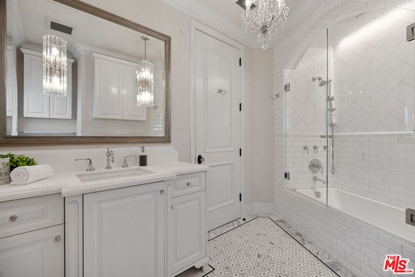 Bathroom, Chandelier, Glass Shower, Interior, Pendant Lights