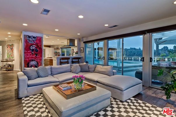 Interior, Kitchen, Living room, Recessed Lighting, Wood Texture Flooring