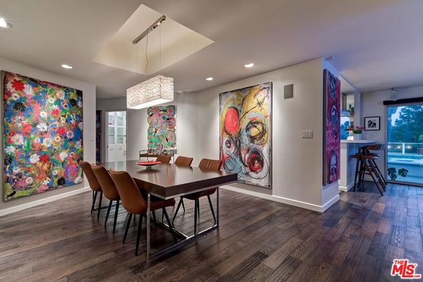 Chandelier, Dining room, Interior, Pendant Lights, Recessed Lighting, Wood Texture Flooring