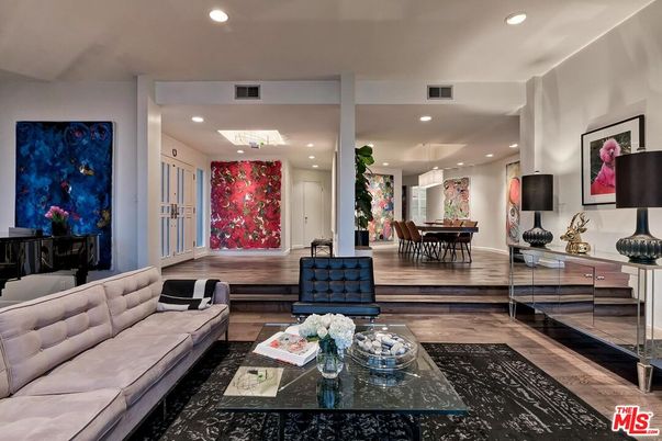 Dining room, Interior, Living room, Pendant Lights, Recessed Lighting, Wood Texture Flooring