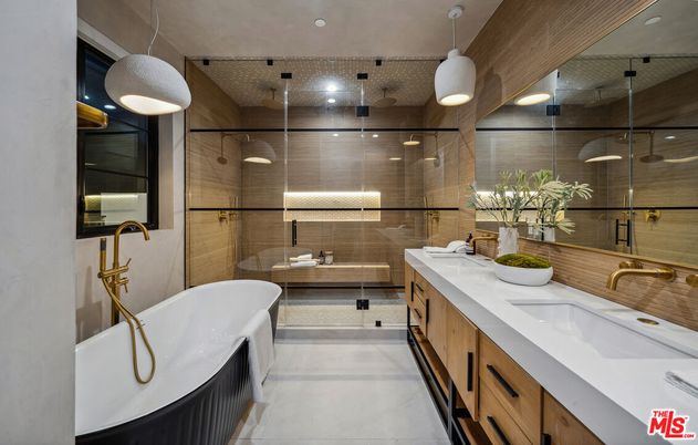 Bathroom, Dual Sink Vanities, Free Standing Baths, Glass Shower, Interior, Pendant Lights, Recessed Lighting