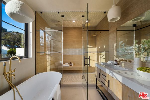 Bathroom, Dual Sink Vanities, Free Standing Baths, Glass Shower, Interior, Pendant Lights, Recessed Lighting