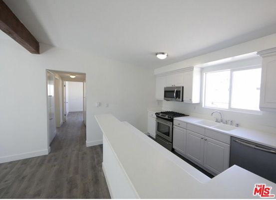 Interior, Kitchen, Stainless Steel Appliances, Wooden Beams, Wood Texture Flooring
