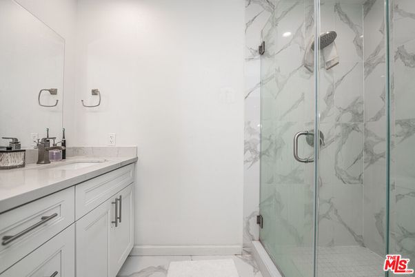 Bathroom, Glass Shower, Interior, Marble, Marble Walls, Recessed Lighting