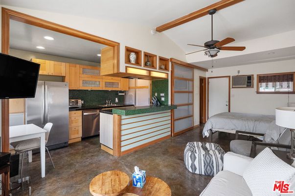 Dining room, Interior, Kitchen, Recessed Lighting, Stainless Steel Appliances, Wooden Beams