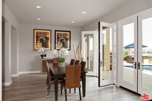 Dining room, Interior, Recessed Lighting, Wood Texture Flooring