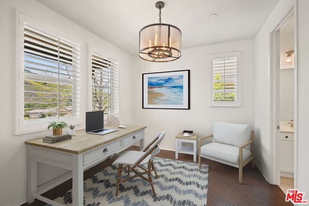Home Office, Interior, Pendant Lights, Wood Texture Flooring