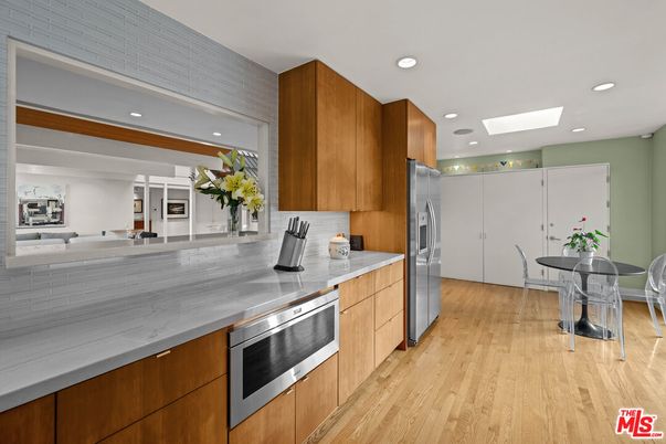 Interior, Kitchen, Living room, Recessed Lighting, Stainless Steel Appliances, Wood Texture Flooring