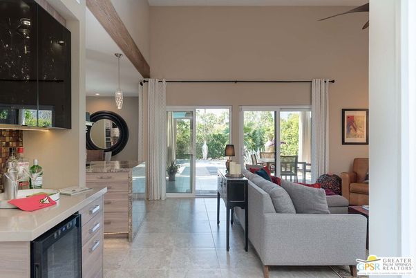 Dining room, Interior, Living room, Pendant Lights, Recessed Lighting, Wooden Beams