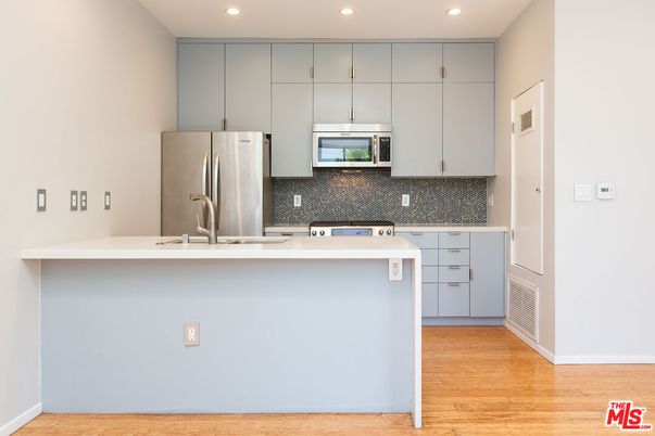 Interior, Kitchen, Recessed Lighting, Wood Texture Flooring