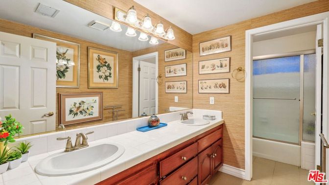 Bathroom, Dual Sink Vanities, Glass Shower, Interior, Tile Countertops