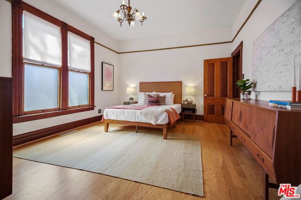 Bedroom, Chandelier, Interior, Wood Texture Flooring