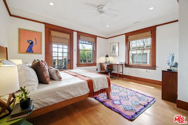 Bedroom, Home Office, Interior, Recessed Lighting, Wood Texture Flooring