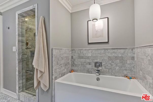 Bathroom, Glass Shower, Interior, Pendant Lights