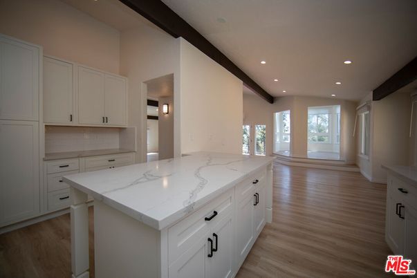 Interior, Kitchen, Recessed Lighting, Wooden Beams, Wood Texture Flooring