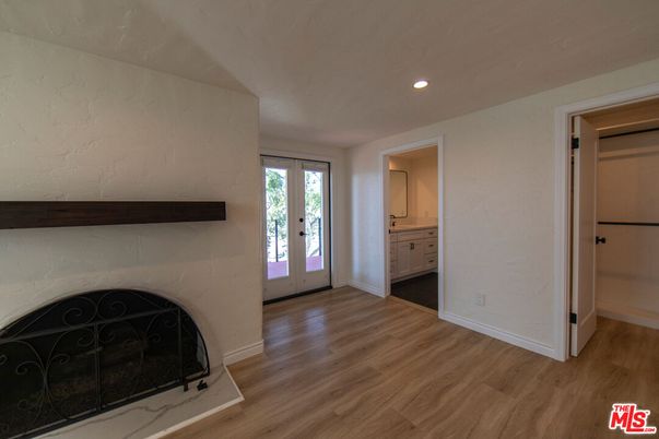 Fireplace, Interior, Recessed Lighting, Wood Texture Flooring