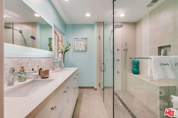 Bathroom, Dual Sink Vanities, Glass Shower, Interior, Recessed Lighting