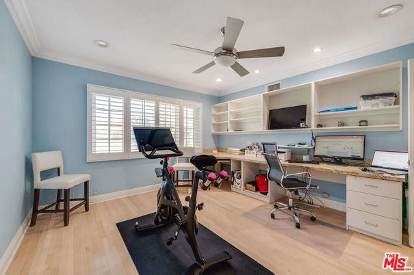 Fitness Equipment, Home Office, Interior, Recessed Lighting, Wood Texture Flooring