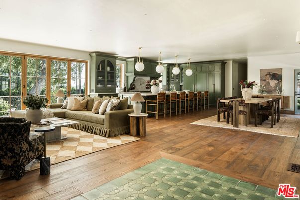 Dining room, Interior, Kitchen, Living room, Pendant Lights, Wood Texture Flooring
