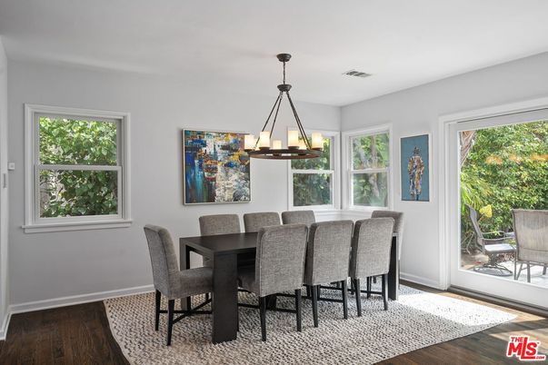 Chandelier, Dining room, Interior, Pendant Lights, Wood Texture Flooring