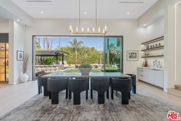 Dining room, Game Room, Interior, Pendant Lights, Recessed Lighting, Wood Texture Flooring