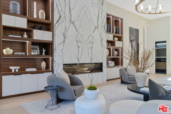 Fireplace, Interior, Marble Walls, Wood Texture Flooring