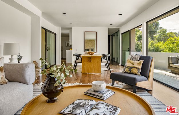 Dining room, Interior, Living room, Recessed Lighting, Wood Texture Flooring