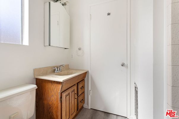 Bathroom, Interior, Tile Countertops, Wood Texture Flooring