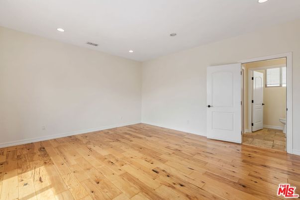 Bathroom, Empty room, Interior, Recessed Lighting, Wood Texture Flooring