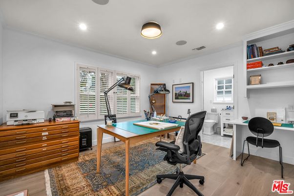 Home Office, Interior, Recessed Lighting, Wood Texture Flooring