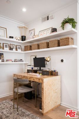 Home Office, Interior, Recessed Lighting, Wood Texture Flooring