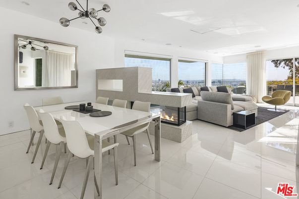 Dining room, Fireplace, Interior, Living room, Pendant Lights