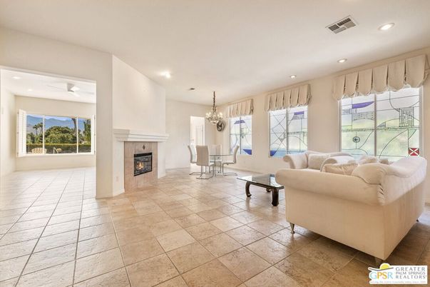 Chandelier, Dining room, Fireplace, Interior, Living room, Recessed Lighting