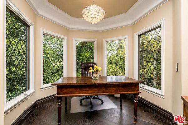 Chandelier, Home Office, Interior, Wood Texture Flooring