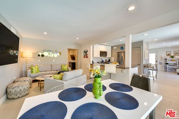 Interior, Kitchen, Living room, Recessed Lighting, Stainless Steel Appliances, Wood Texture Flooring