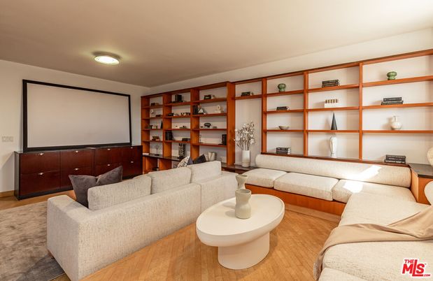 Interior, Living room, Projection Screen, Wood Texture Flooring