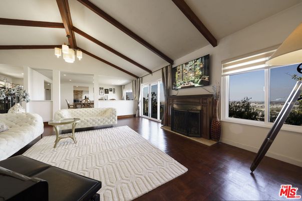 Fireplace, Interior, Living room, Wooden Beams, Wood Texture Flooring